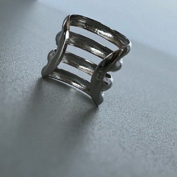 Sterling Silver Wide Band Ear Cuff - Picture 4 of 9